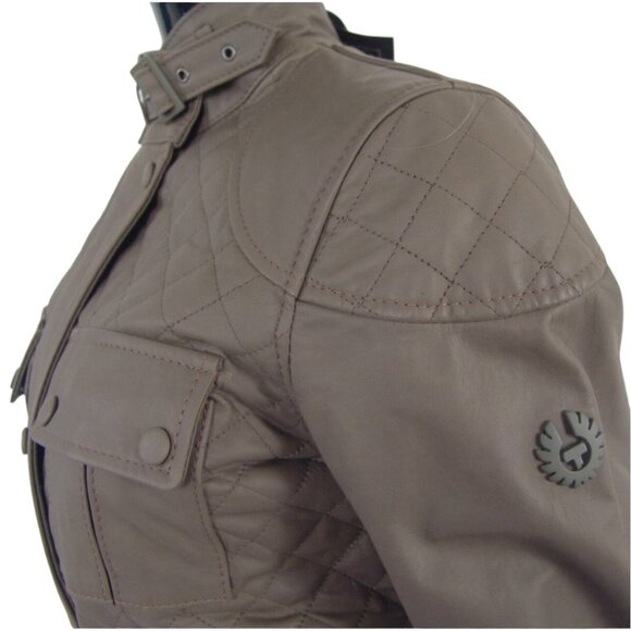 Belstaff Glamorous Combat Green Leather Cat Jacket 42 Made In Italy - Picture 5 of 12